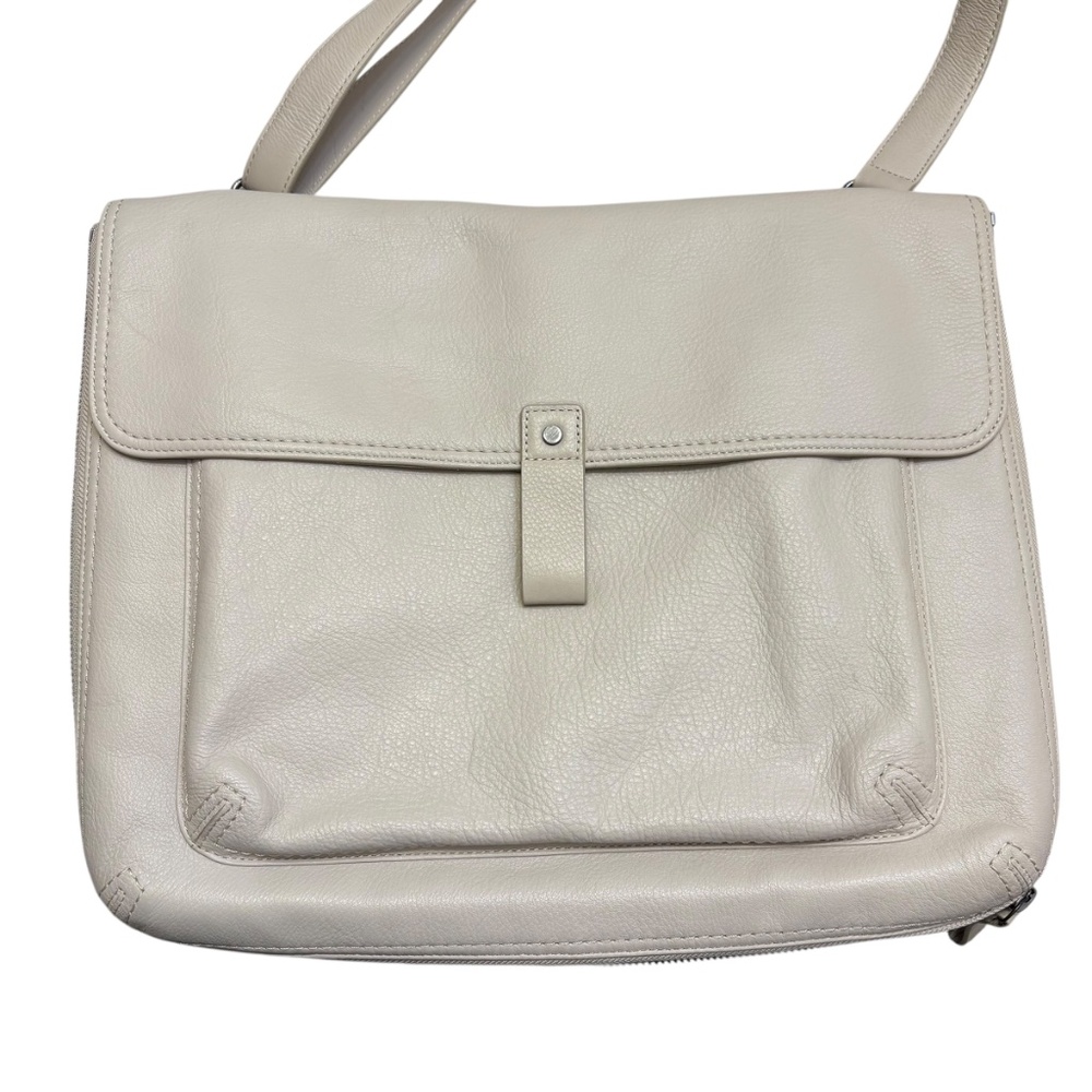 Levenger white leather messenger briefcase laptop bag - Picture 12 of 16